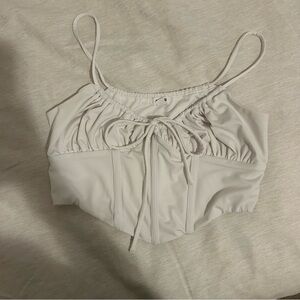 Garage White Ruched Crop Top